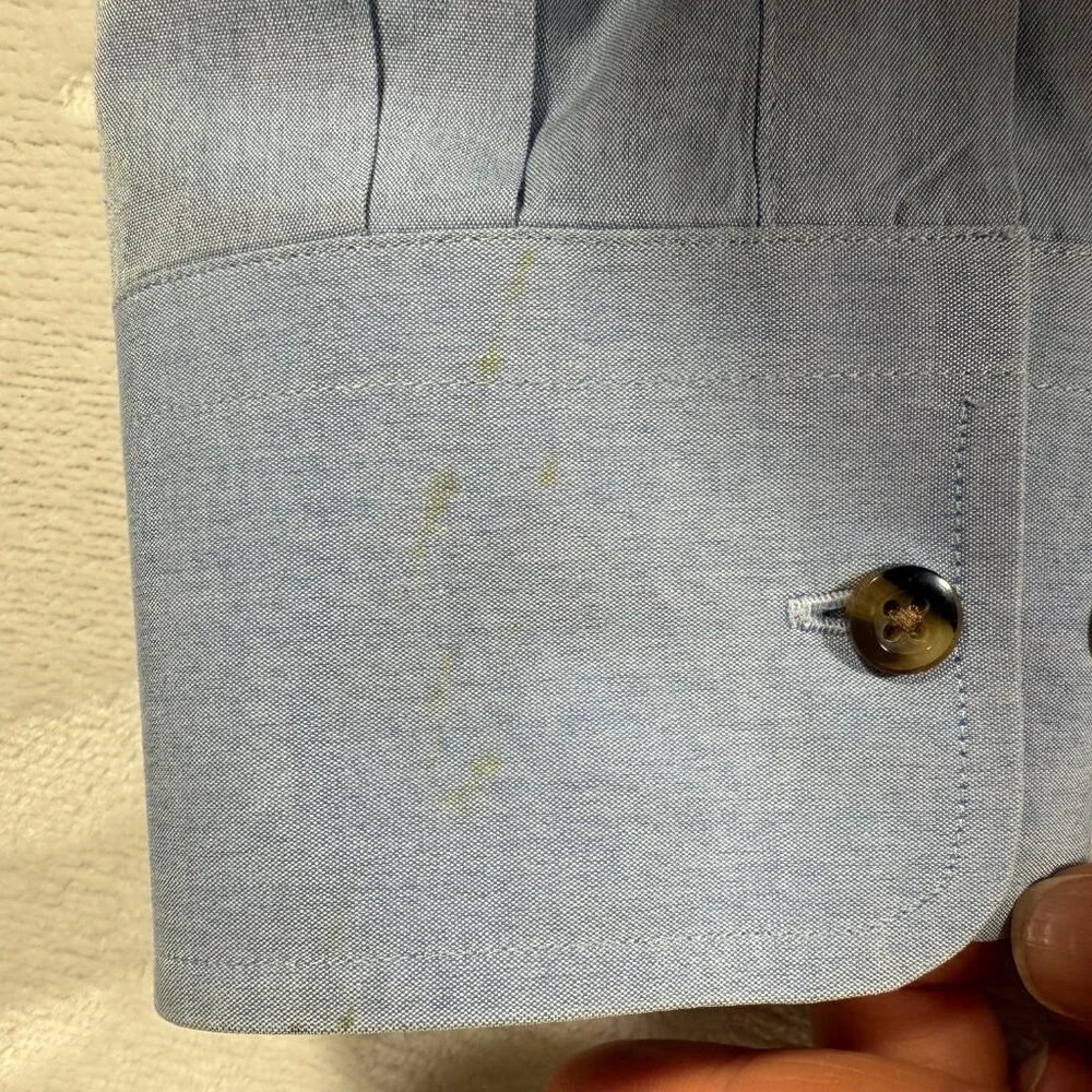 David Donahue Dress Shirt Men Size 16.5 32 / 33 Blue Long Sleeve 100% Cotton GUC - Picture 10 of 11